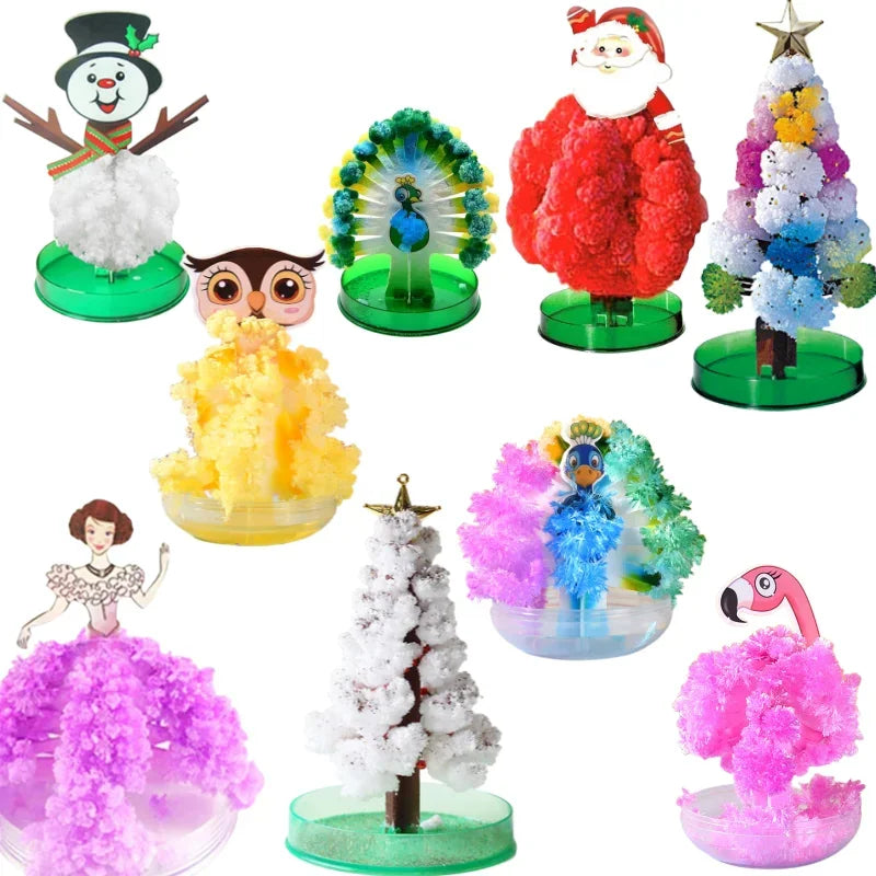 Magic Growing Christmas Tree Paper Crystal Trees Blossom Toys DIY Fun Xmas Gift for Adults Kids Home Festival Party Decor Props