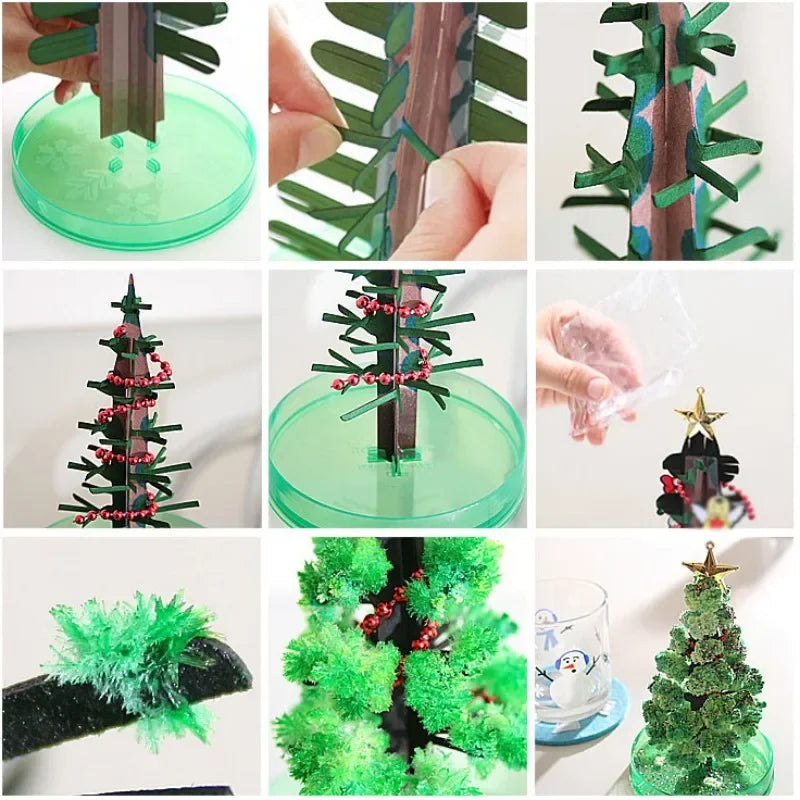 Magic Growing Christmas Tree Paper Crystal Trees Blossom Toys DIY Fun Xmas Gift for Adults Kids Home Festival Party Decor Props